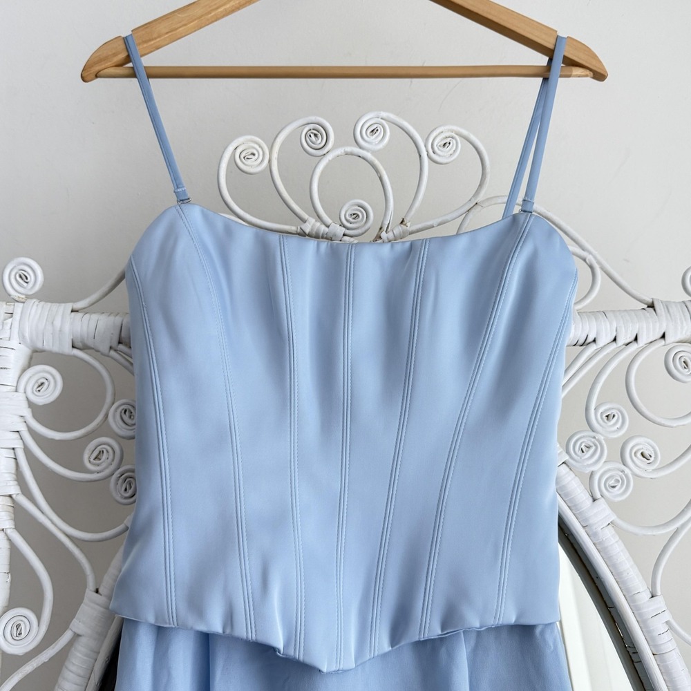 Oh Polly Dress 4 Blue Corset Mermaid Maxi Strapless Formal Evening Gown Wedding - Picture 8 of 14